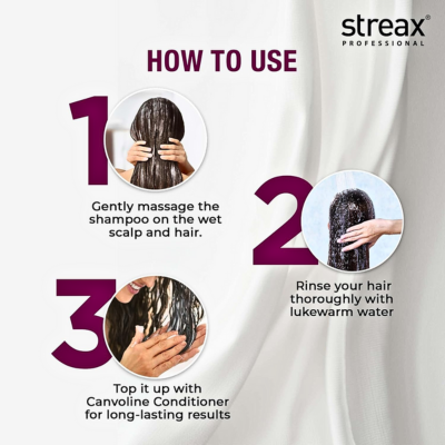 Streax Professional Canvoline Shampoo With Kera-Charge & Baobab Oil